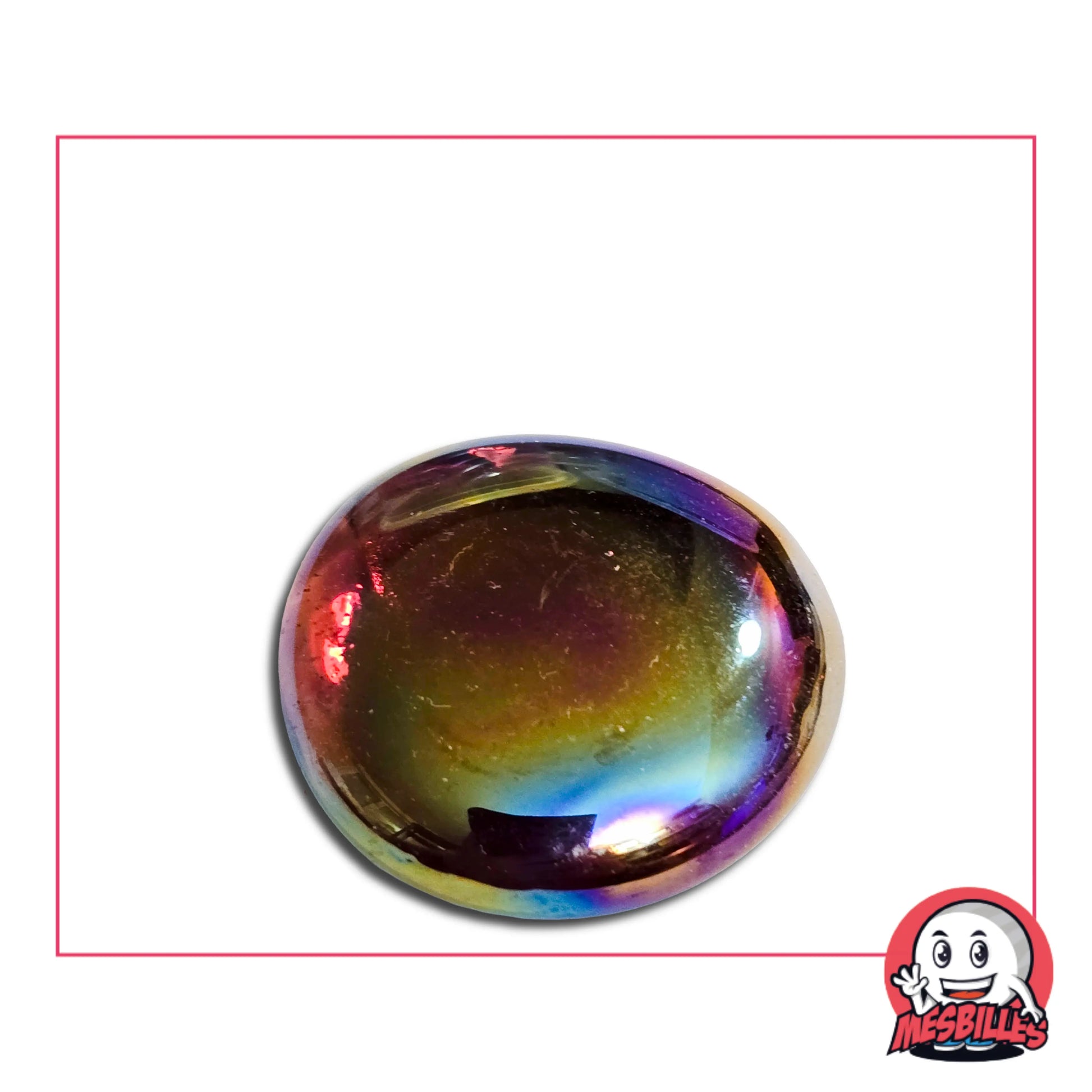 Très Grande Bille Plate en verre Translucide et Brillant de Couleur Violet Foncé - Pour Jouer, Décorer ou Collectionner avec MesBilles.