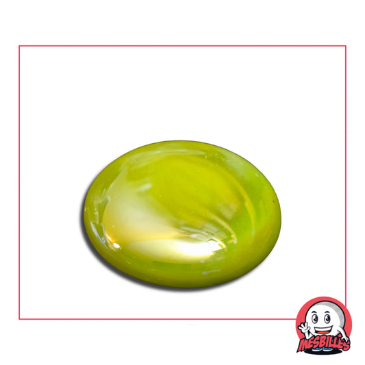 Très Grande Bille Plate en verre Opaque et Brillant de Couleur Vert-Jaune Pour Jouer, Décorer ou Collectionner, avec MesBilles.