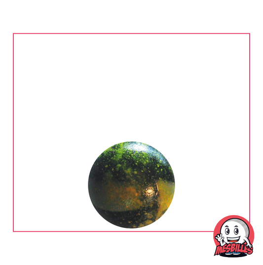 Marble Pluton 14 mm - Opaque black glass with Yellow stripes - My-Glassmarbles