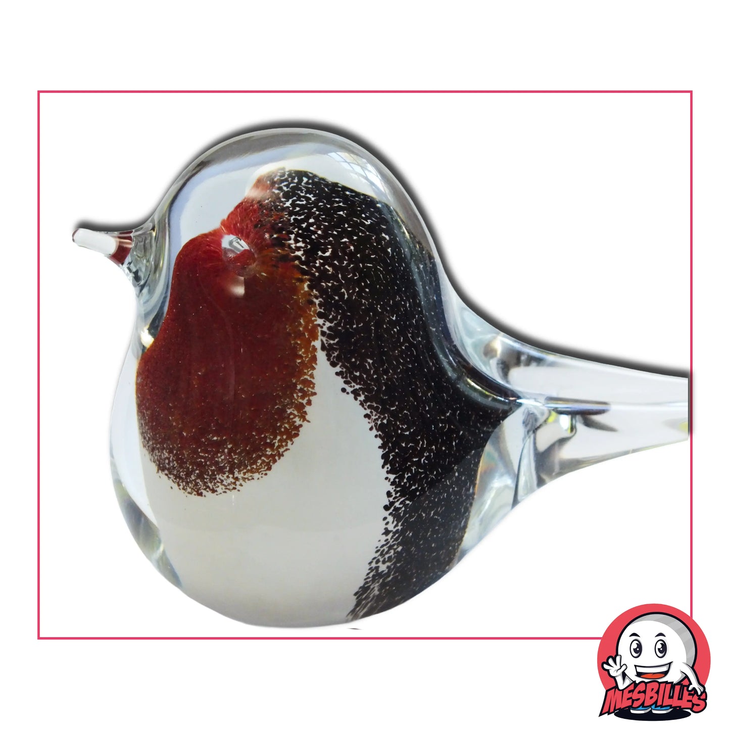 Vue de profil du Presse papier le Rouge Gorge, dimensions : Largeur 106 mm, Hauteur 75 mm, Profondeur 57 mm