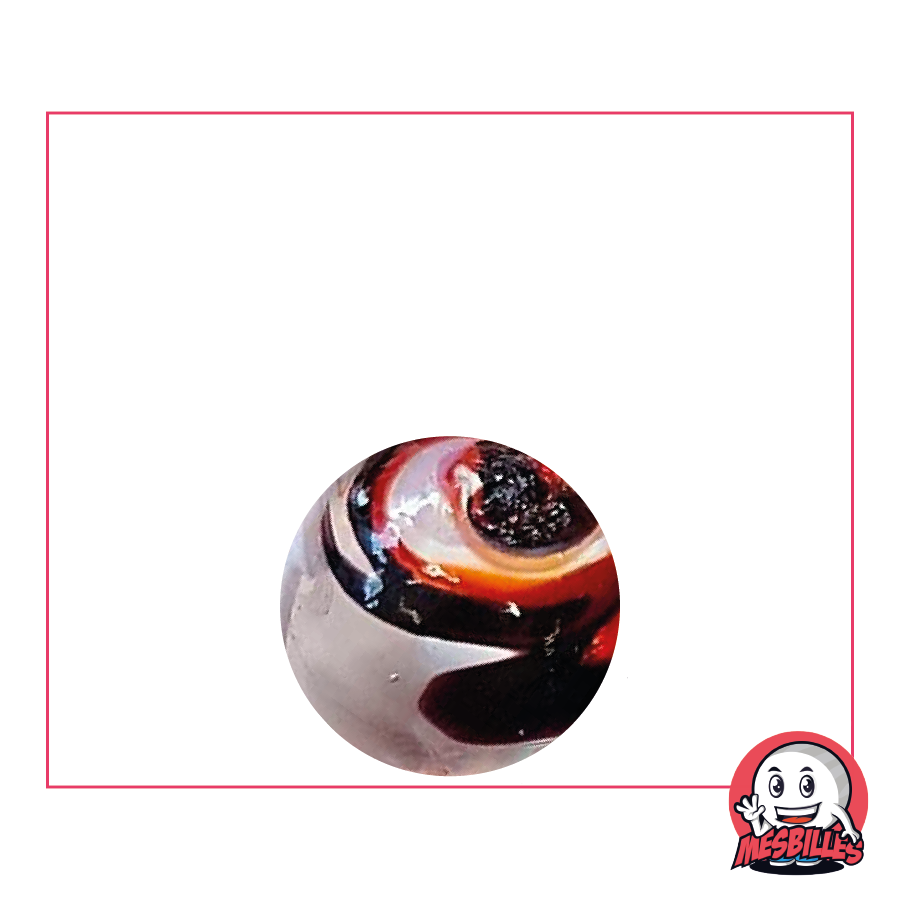 Speedy Black 16 mm Marble, the shadow that defies speed, Kim'Play Speedy Collector Marble, in Translucent 16 mm glass and Zebra predominantly in Black.
