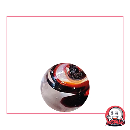 Speedy Black 16 mm Marble, the shadow that defies speed, Kim'Play Speedy Collector Marble, in Translucent 16 mm glass and Zebra predominantly in Black.
