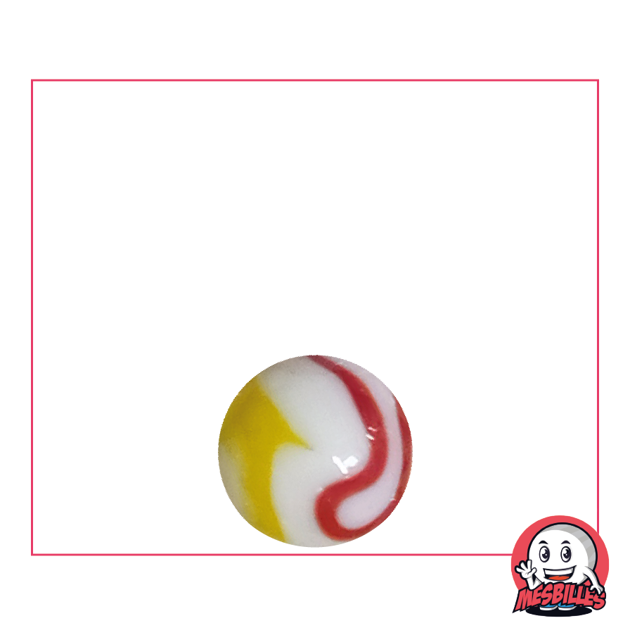 Marble Tiger Red 14 mm - Opaque white glass with Orange and Red stripes - My-Glassmarbles