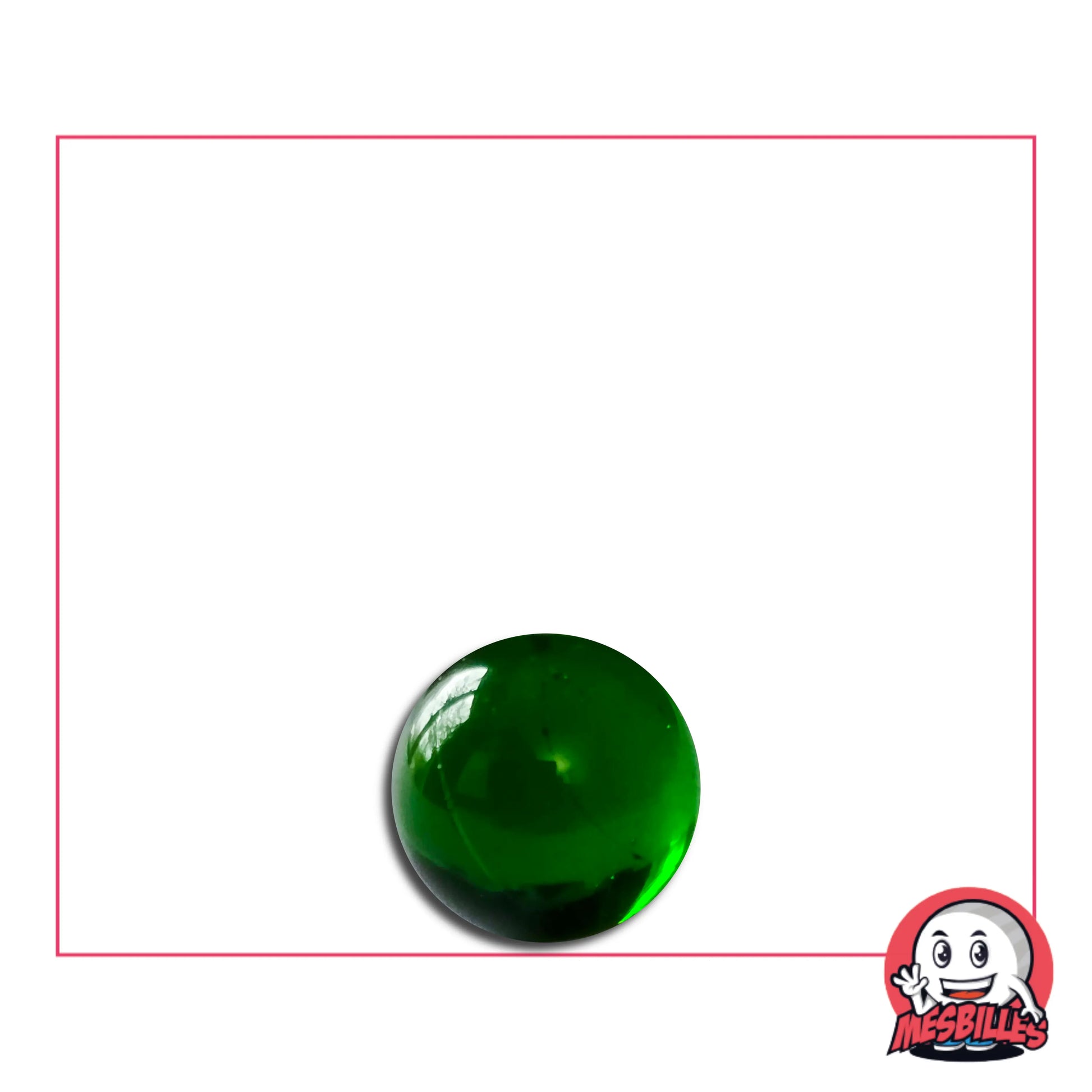 Petite Bille Ronde Verte, Translucide, en Cristal de Bohême, de 10 mm.