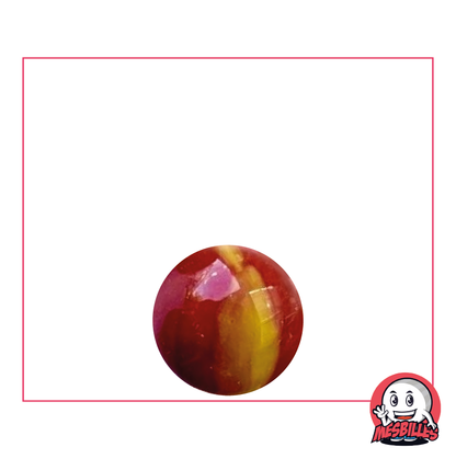 Marble Tiger Red 14 mm - Opaque white glass with Orange and Red stripes