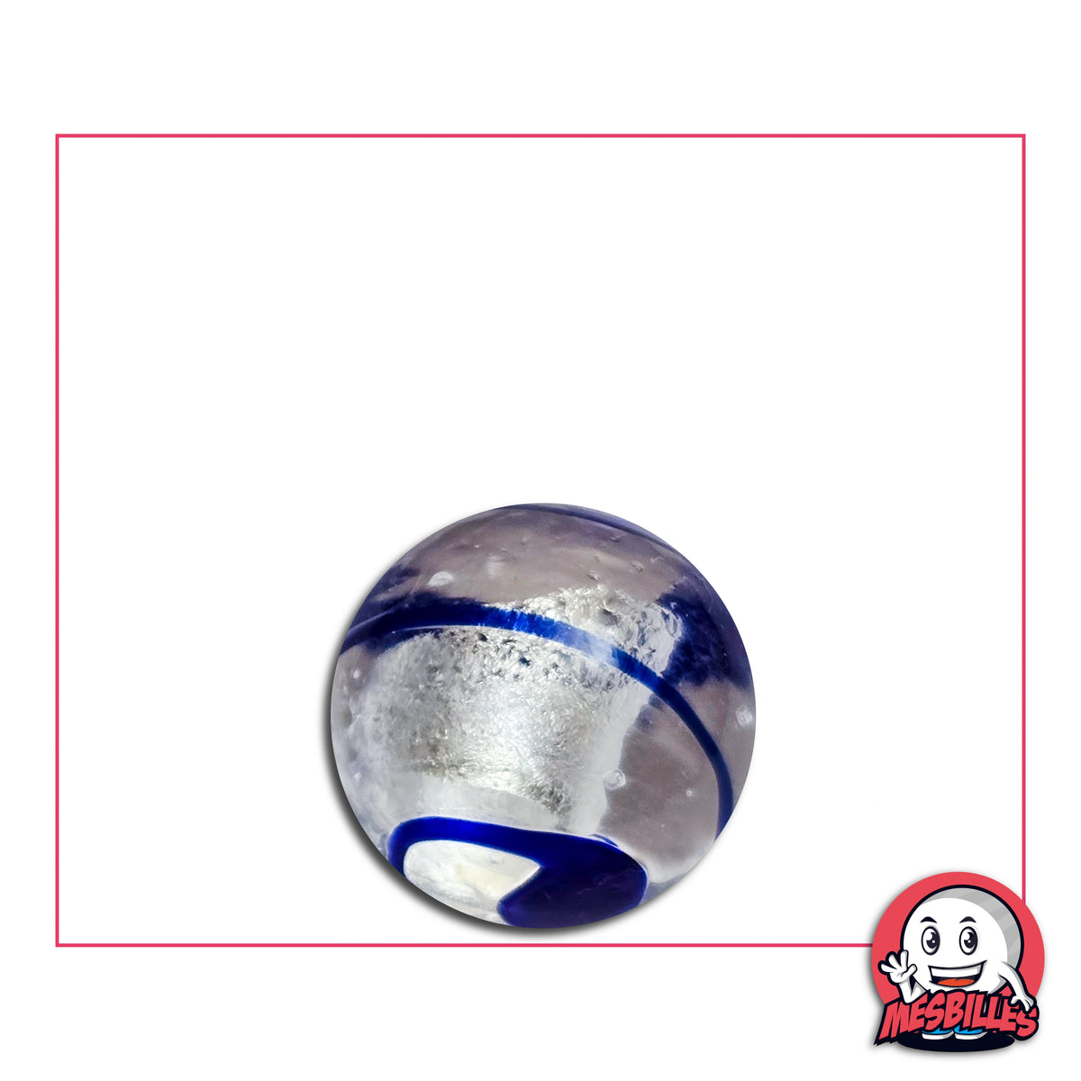 Bille Tourbillon Bleu Nuit 16 mm KimPlay Collector translucide avec spirales bleu foncé sur fond clair