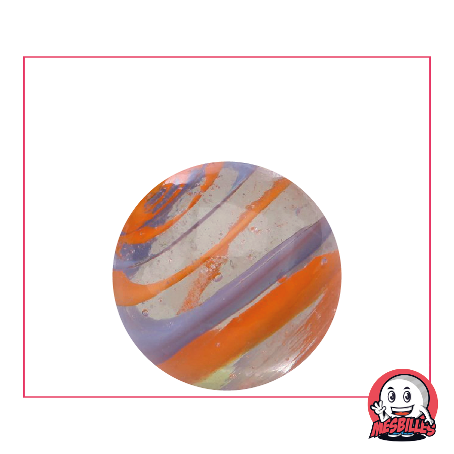 1 Orange and Blue Cyclone Marble 25 mm
