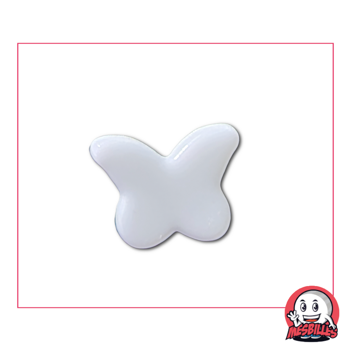Butterfly marble, white, extra flat pearl - front view, isolated on neutral background
