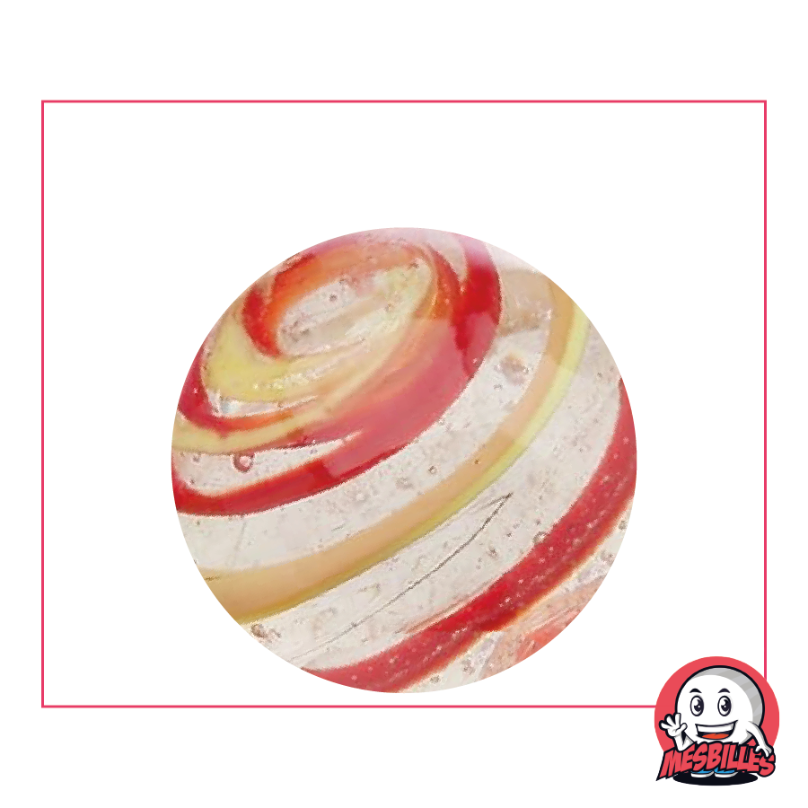 1 Orange and Red Cyclone Marble 35 mm