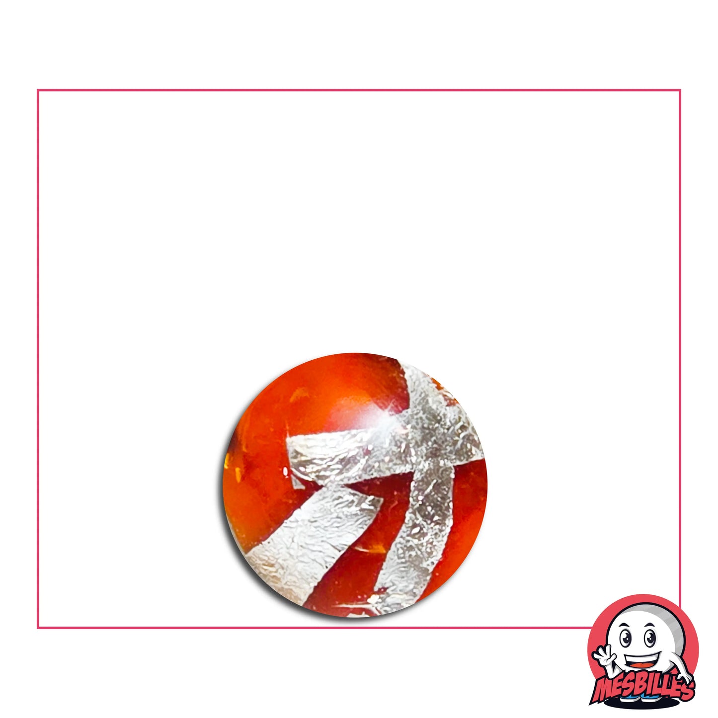 Bille Art 16 mm orange avec décorations argentées style cage