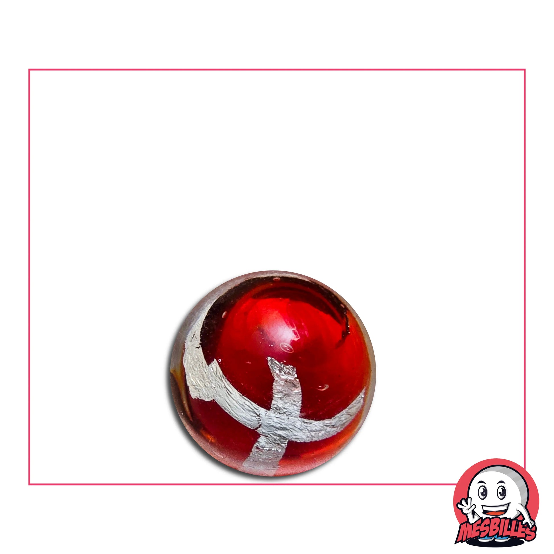 Bille d'Art Cage Argent Rouge, bille de 16 mm