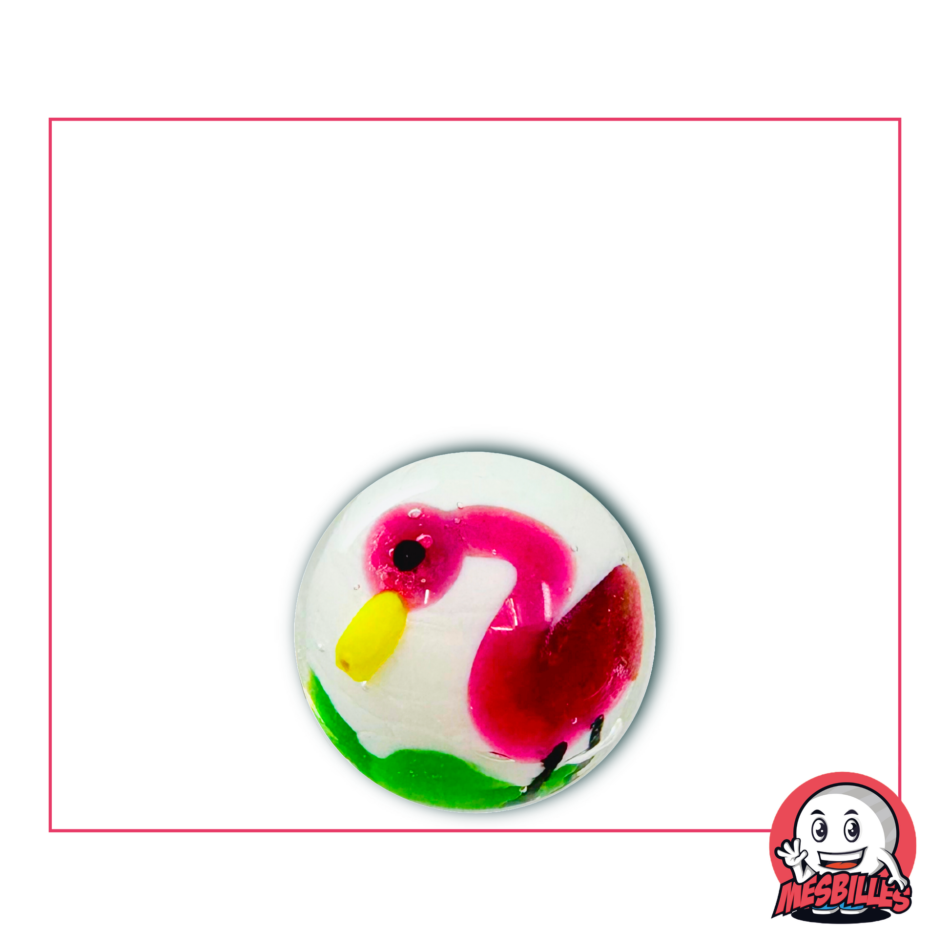 16 mm decorative Marble with a charming pink flamingo, ideal for creative crafts and decorations.