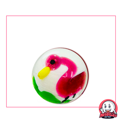 Large 22 mm decorative Marble representing an elegant pink flamingo, for unique and original artistic decorations.