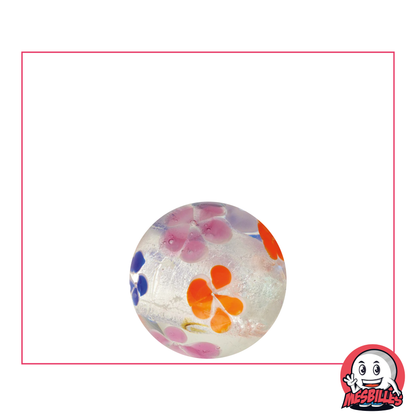 1 Marble Silver Flower Art 16 mm