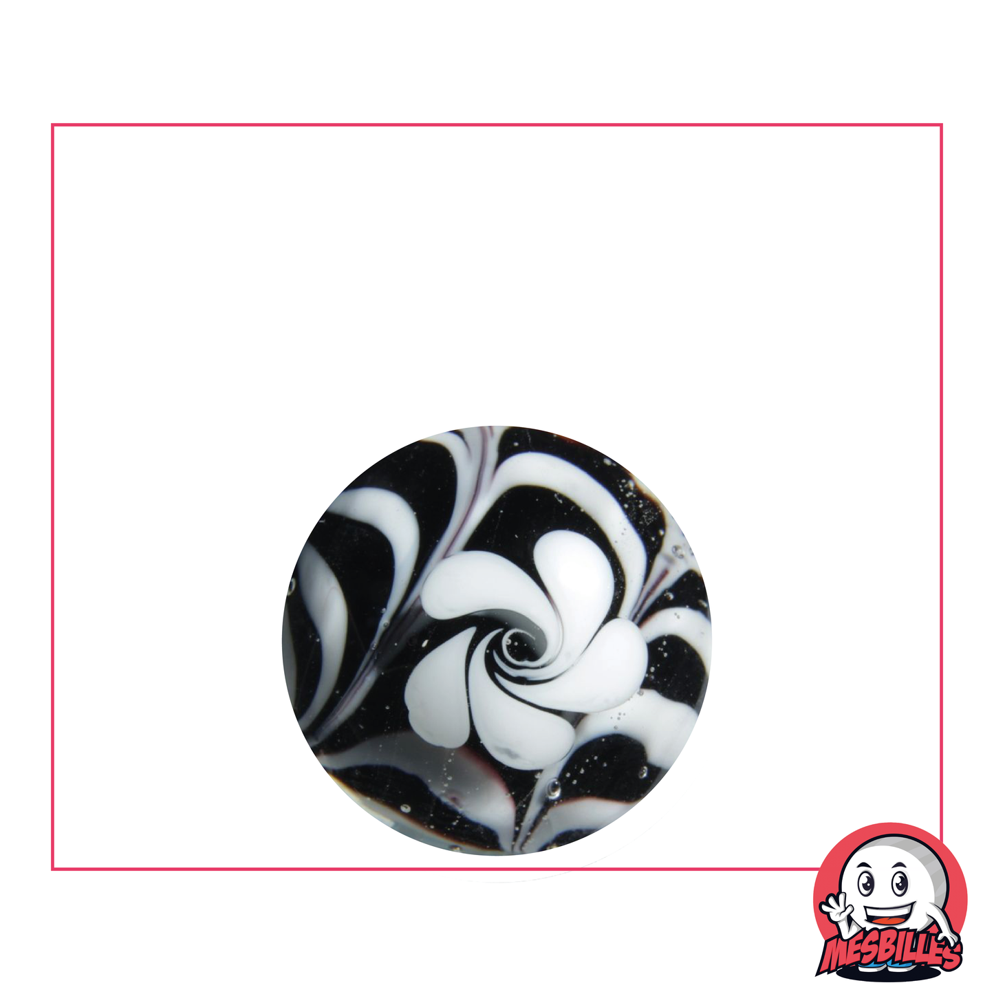 1 Marble Black Flower Art 22 mm