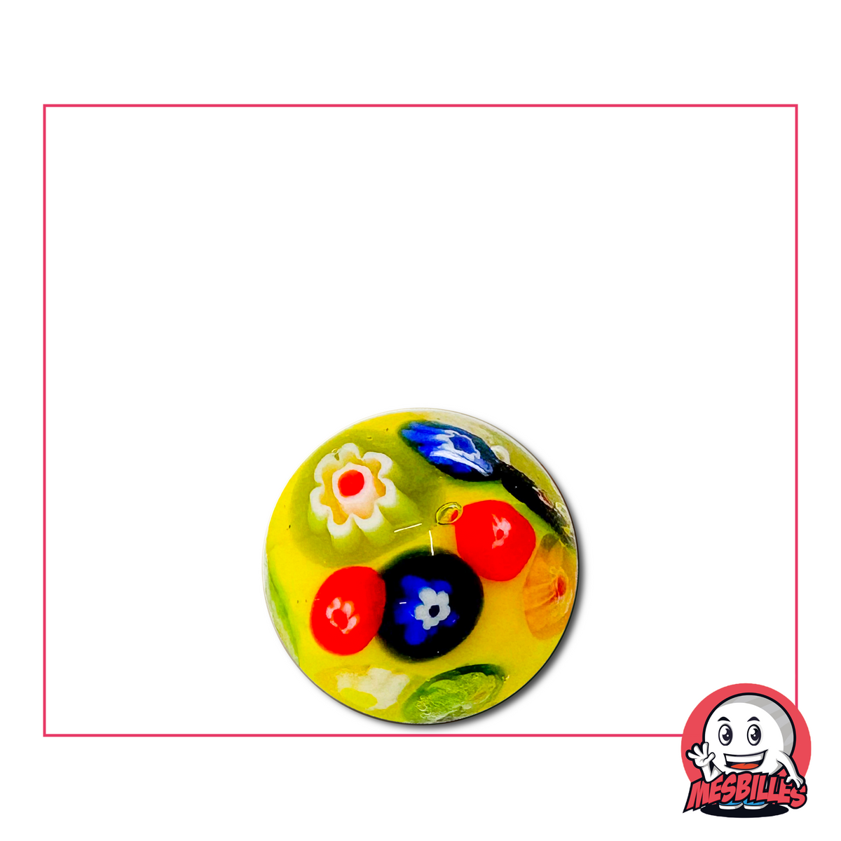 16 mm Yellow Flower Marble Art with Coloured Flowers