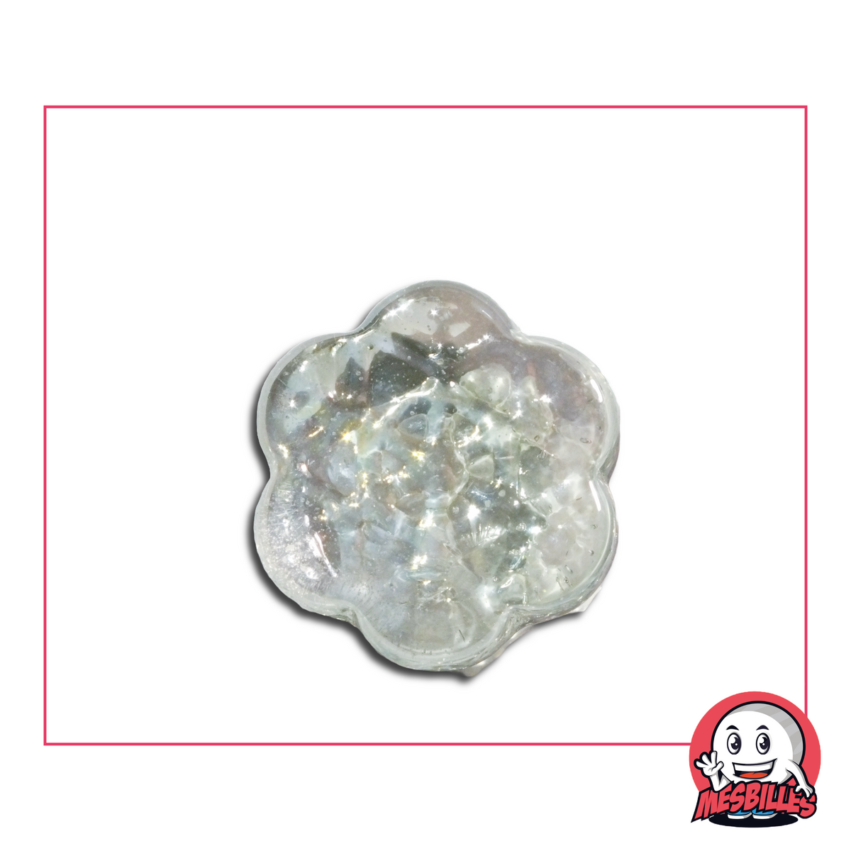 Shaped Marble: a flat, translucent marble in the shape of a snowflake.