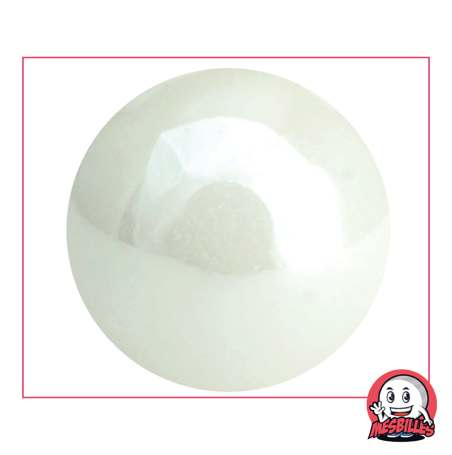 My-Glassmarbles - Marble Glossy White Shiny Opaque Pearl 50 mm