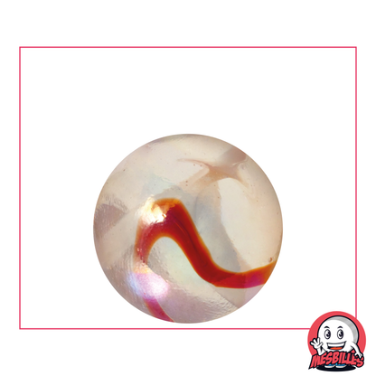 25 mm Marble, translucent orange-pink with amber-orange accents - My-Glassmarbles