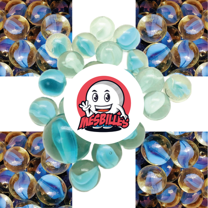 1 Marble White Bear Blue 16 mm