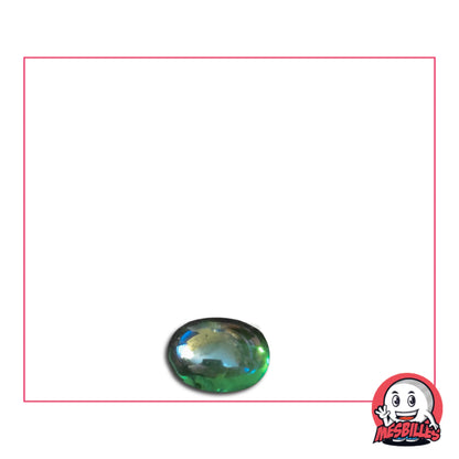Petit Galet en verre Translucide et Brillant de Couleur Vert-Foncé, Collection Bille Irisée : le Graal des Collectionneurs.
