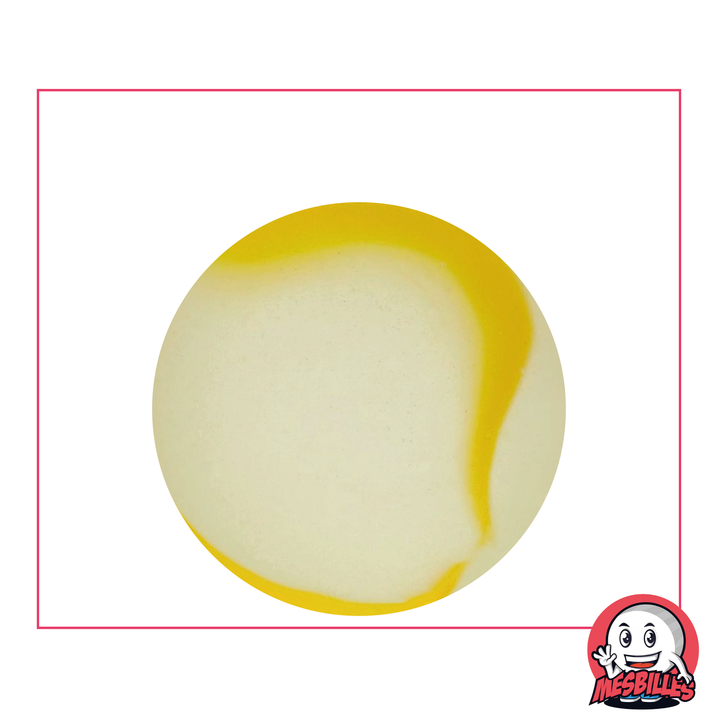 My-Glassmarbles - Frosted Glass Marble with Yellow Stripe 35 mm