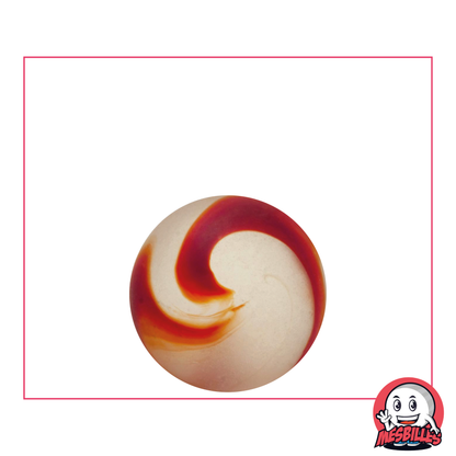 My-Glassmarbles - Frosted Glass Marble with Red Stripe 22 mm
