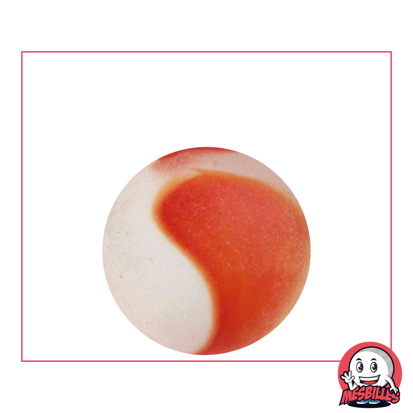 My-Glassmarbles - Frosted Glass Marble with Red Stripe 25 mm