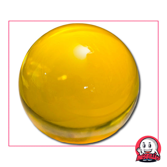 Presse-Papiers Loupe Jaune 60 mm – grande bille en verre de Bohême à fond plat, couleur jaune translucide, objet décoratif lumineux MesBilles