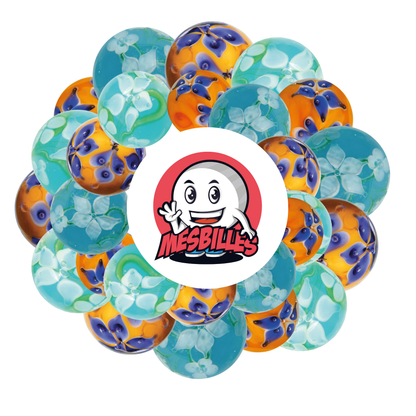 1 Marble Flower Crown Blue 22 mm