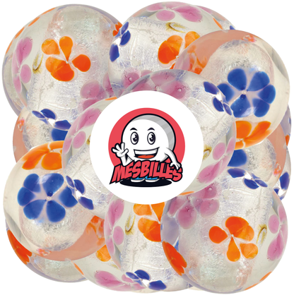 1 Marble Silver Flower Art 16 mm