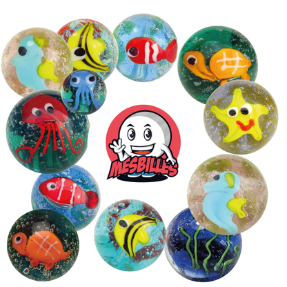 1 Marble Red Fish Art 16 mm