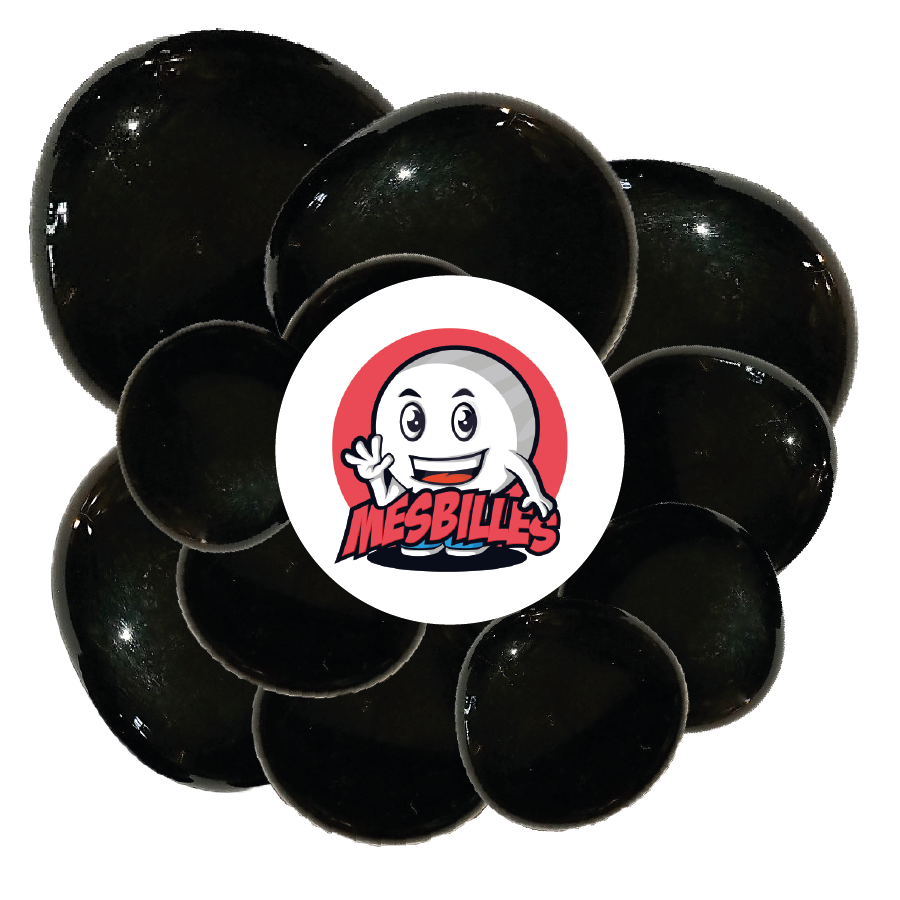 My-Glassmarbles - Large flat marble in glass, collection My-Glassmarbles in shiny opaque black, flat glass pebble