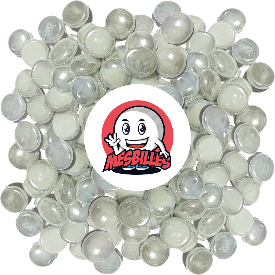 Mascotte MesBilles entourée de billes plates Glossy Blanc de 18 mm