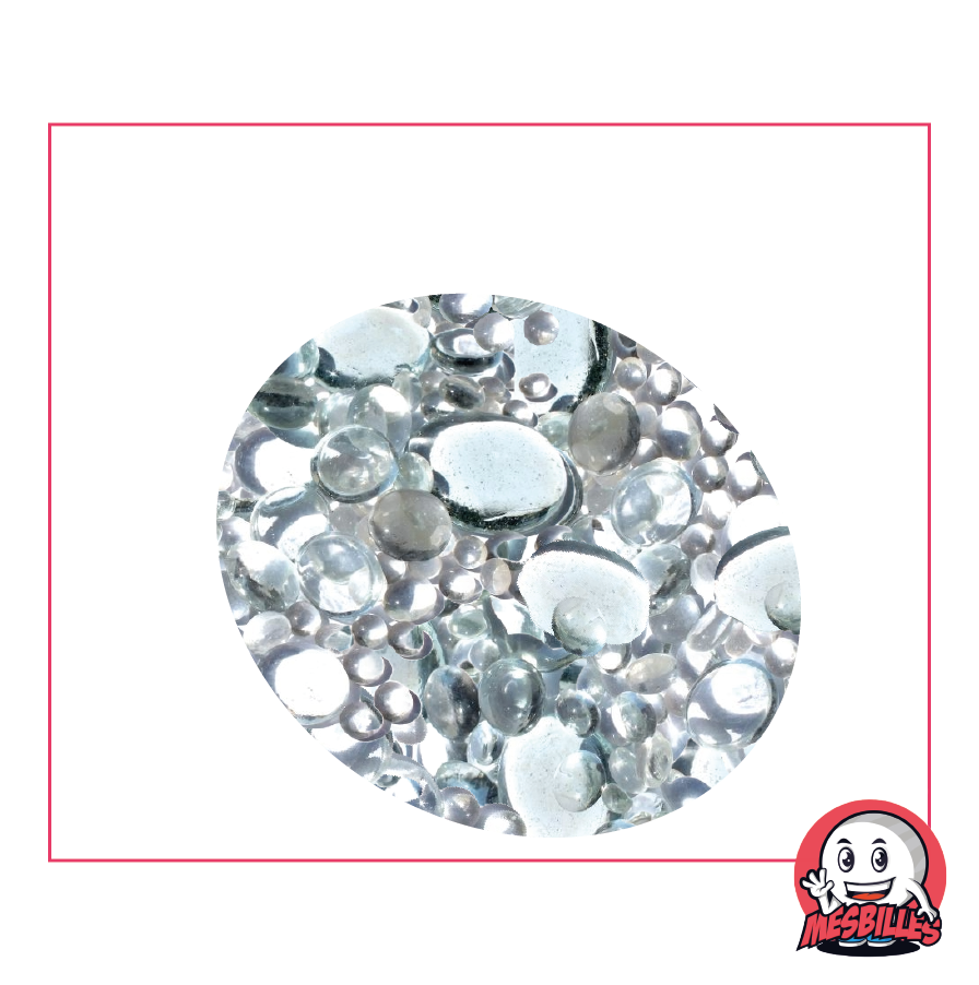 Flat Marbles, crystal colour mix, 30mm, 18mm, 12mm, translucent