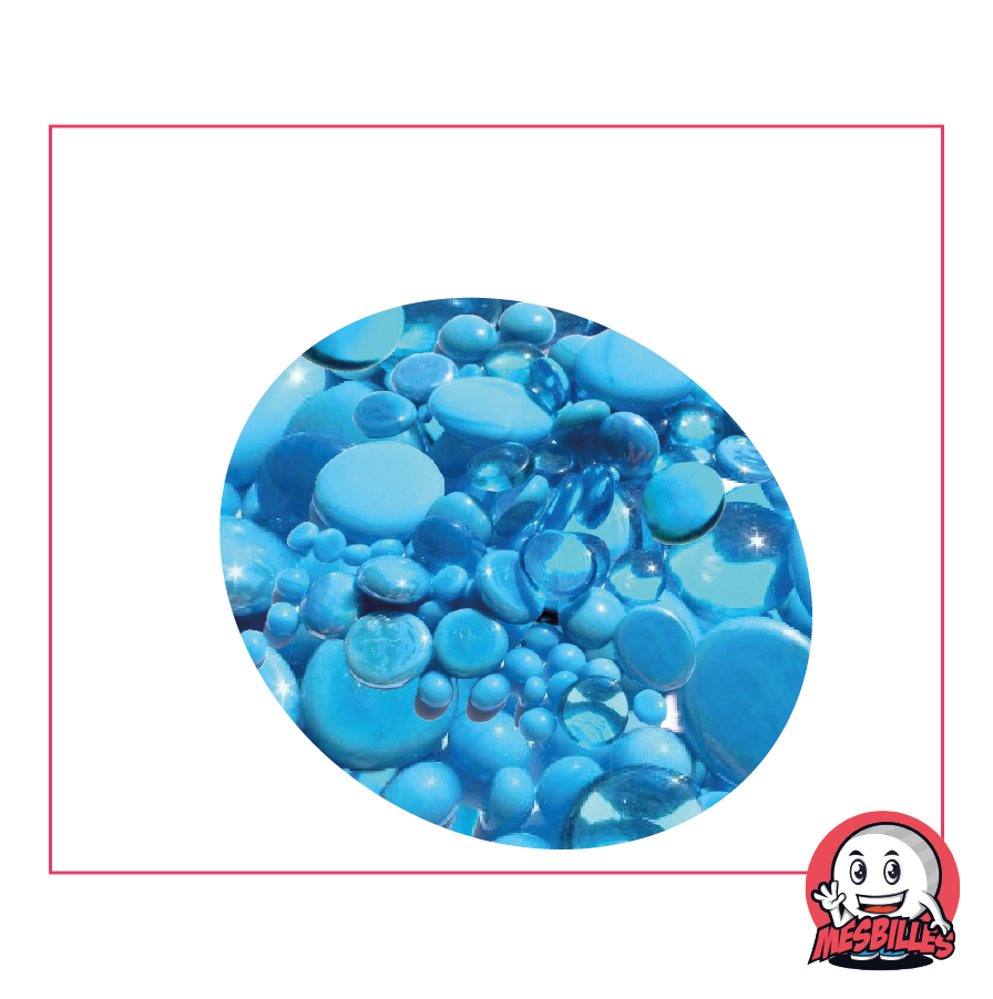 Flat Marbles, turquoise blue mix, 30mm, 18mm, 12mm, opaque and transparent