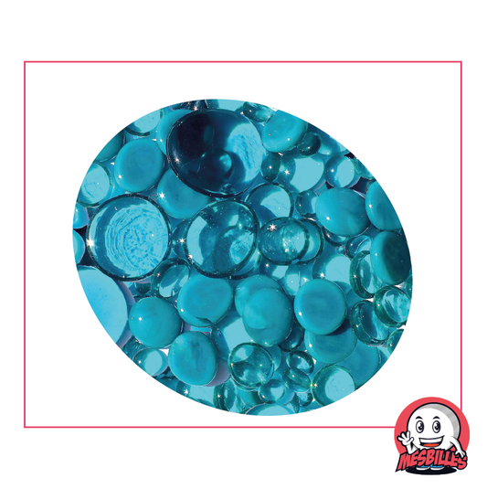 Duck blue glass Flat Marbles, clear and opaque, 12mm to 30mm
