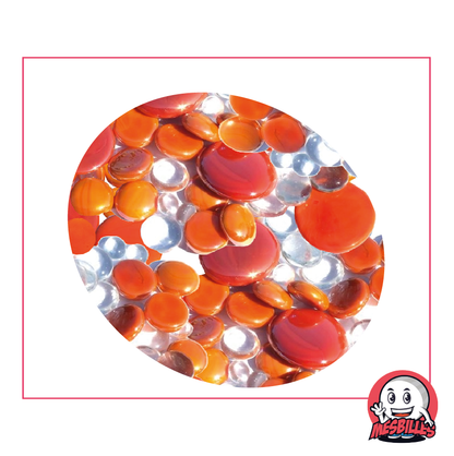 Orange and crystal Flat Marbles, transparent and shiny opaque, 12mm-30mm