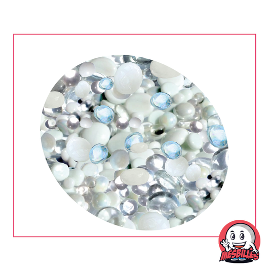 Flat Marbles in white and crystal glass, opaque and transparent, 12mm to 30mm