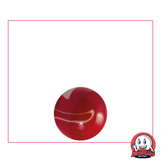 Red opaque marble with white traces, opaque glass marble, 14 mm - My-Glassmarbles