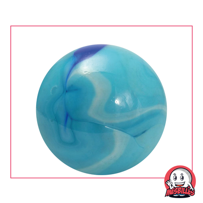 42 mm Blue Lagoon marble in opaque blue porcelain glass, whale-sized marble.