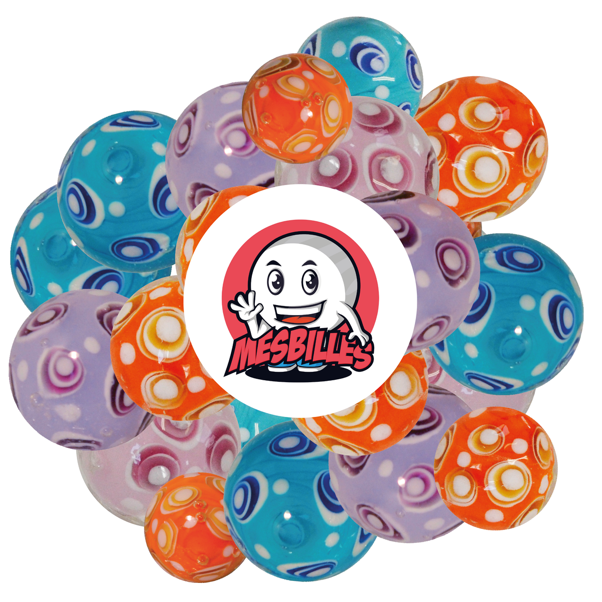 1 Orange Bubble Art Marble 16 mm