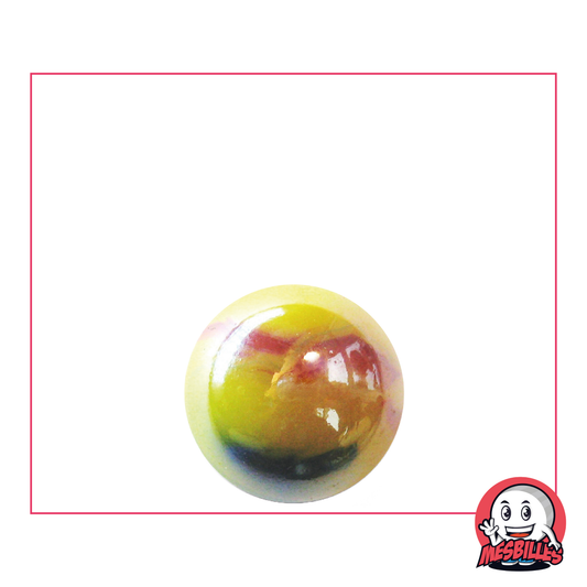 1 16 mm Canary marble, opaque glass, ultra-shiny Yellow with red and blue waves