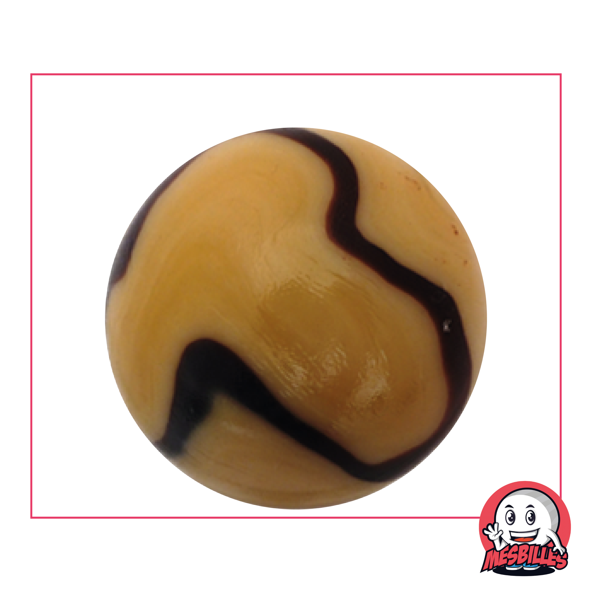 Marble Caramel 42 mm double colour brown: beige and dark brown, marble Whale, very big marble