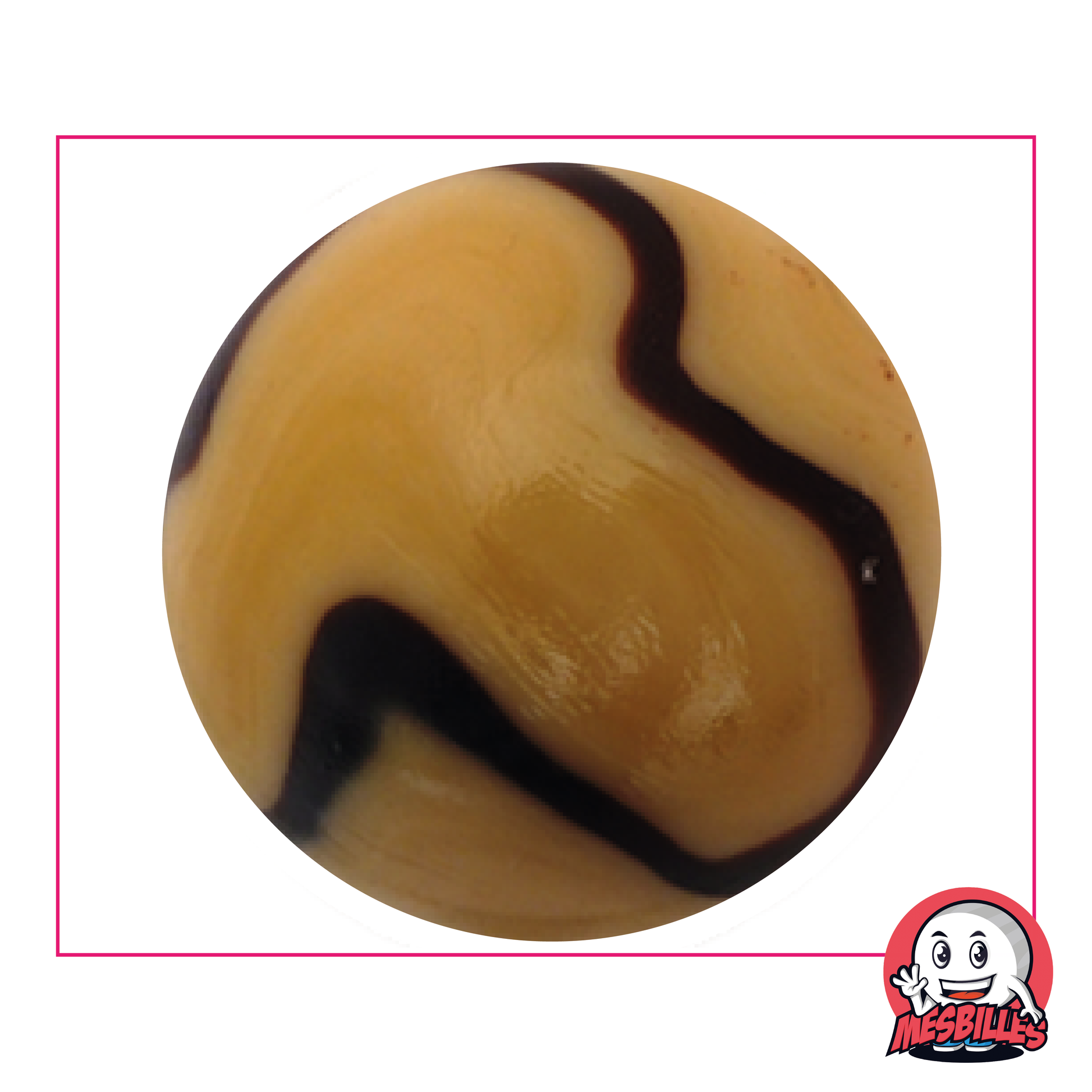 Marbles Caramel 50 mm in two-tone light and dark brown glass, large marbles of very large size