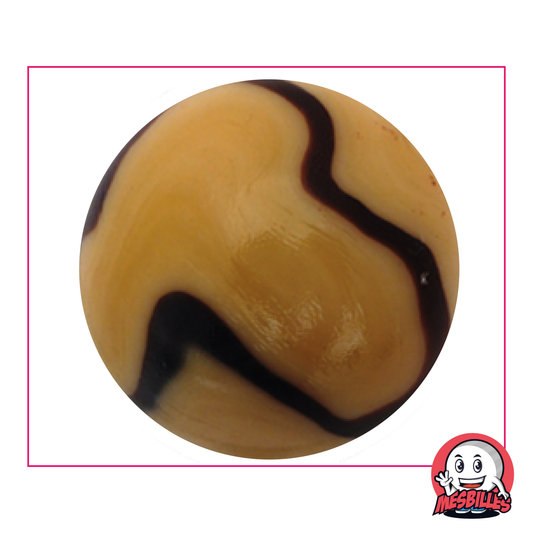 Marbles Caramel 50 mm in two-tone light and dark brown glass, large marbles of very large size