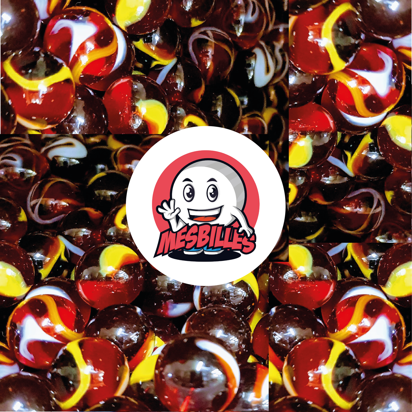 Bring the circus into your home with the 42 mm Marble Clown: its mix of translucent dark red and white and yellow curves makes it a feast for the eyes. Bring the magic of the circus into your collection with My-Glassmarbles