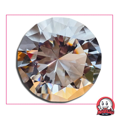Cristal d’Art Diamant 100 mm brillant – grand cristal rond facetté transparent, reflets dorés et argentés, création artistique MesBilles