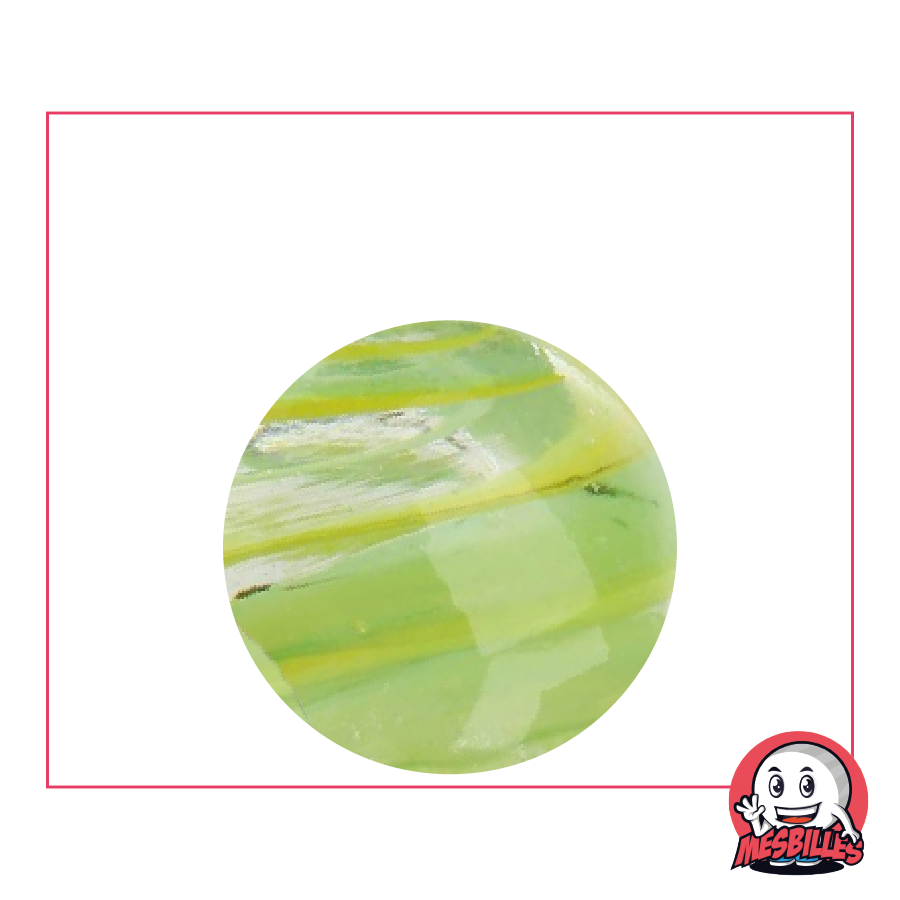 Kim'Play Cyclone Yellow and Sky in 25 mm translucent glass - The encapsulated atmospheric whirlwind by My-Glassmarbles