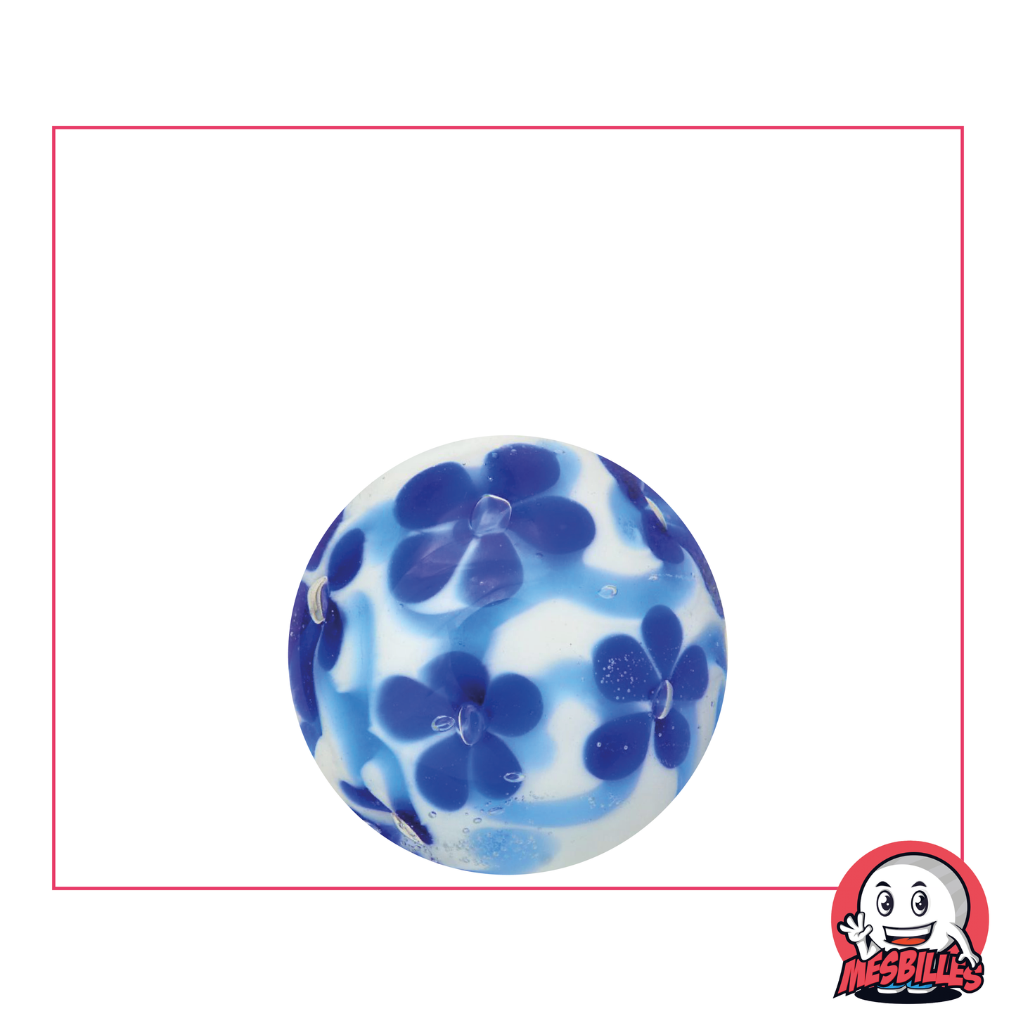 1 Blue Daisy Art Marble 22 mm